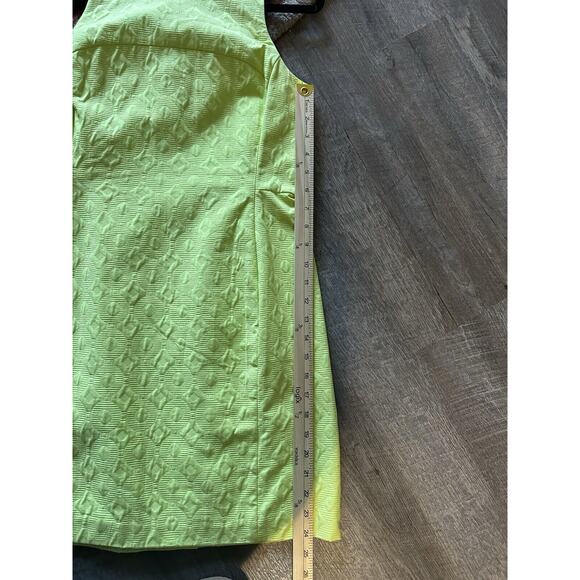 Banana Republic x Milly Tennis Ball Neon Yellow Textured Shift Dress Size 6P - Picture 3 of 8